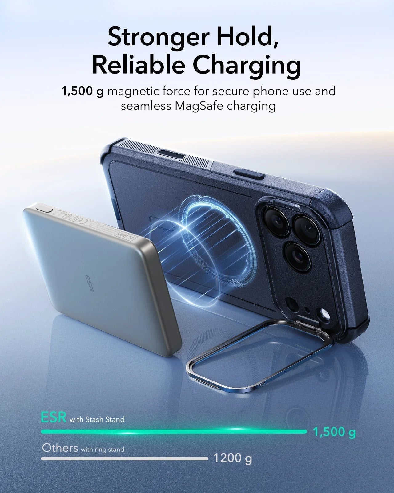 iPhone 17 Pro Max Cyber Tough Magnetic Case (Camera Control, Stash Stand) - Navy Blue